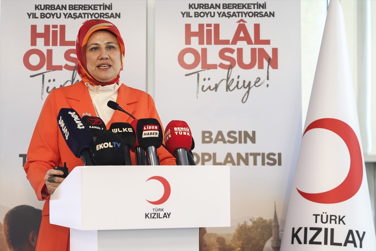 Türk Kızılay Genel Başkanı Fatma Meriç Yılmaz, Türk Kızılay İstanbul Ofisi'nde düzenlenen basın...