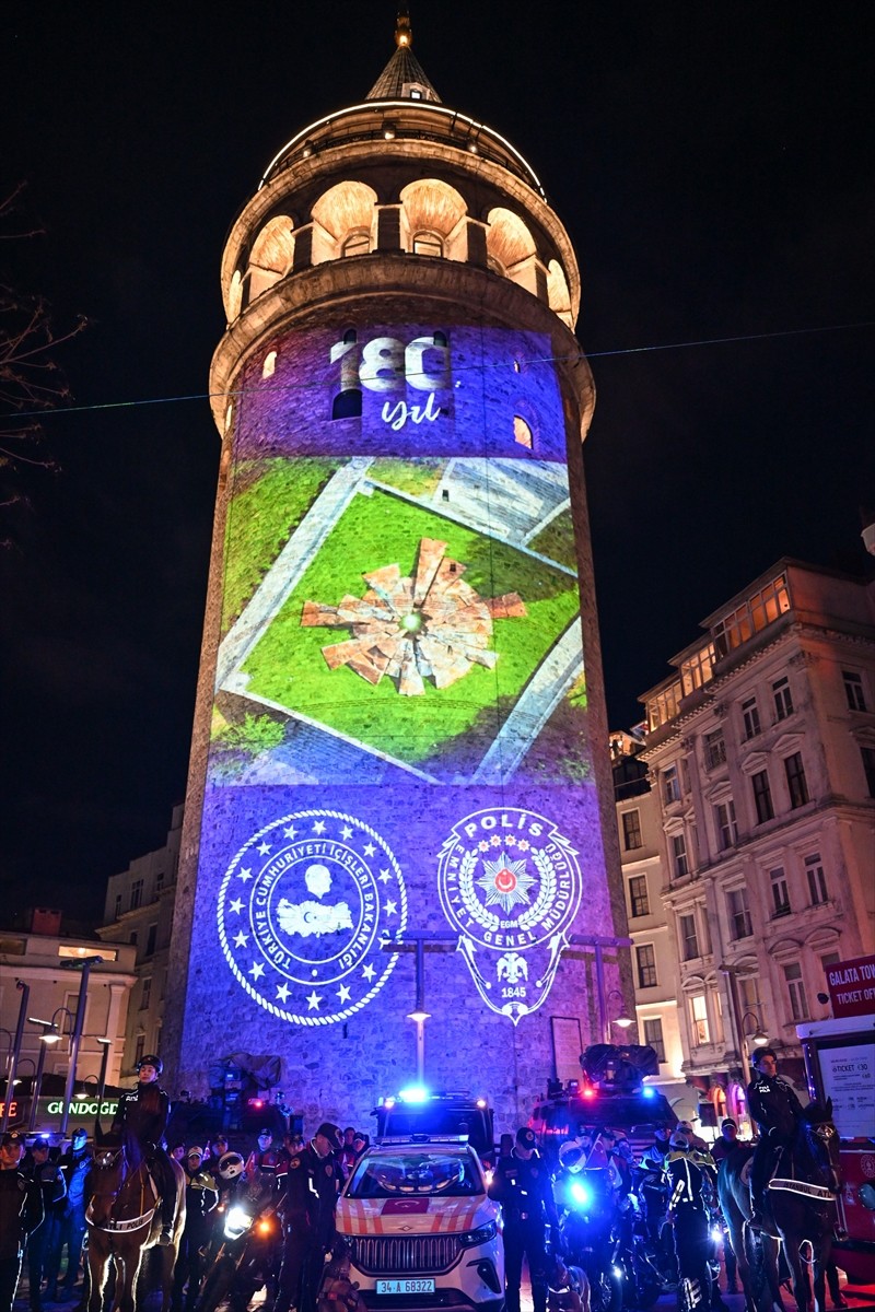 Türk Polis Teşkilatının 180. kuruluş yıl dönümü ve Polis Haftası dolayısıyla Galata Kulesi'nde...