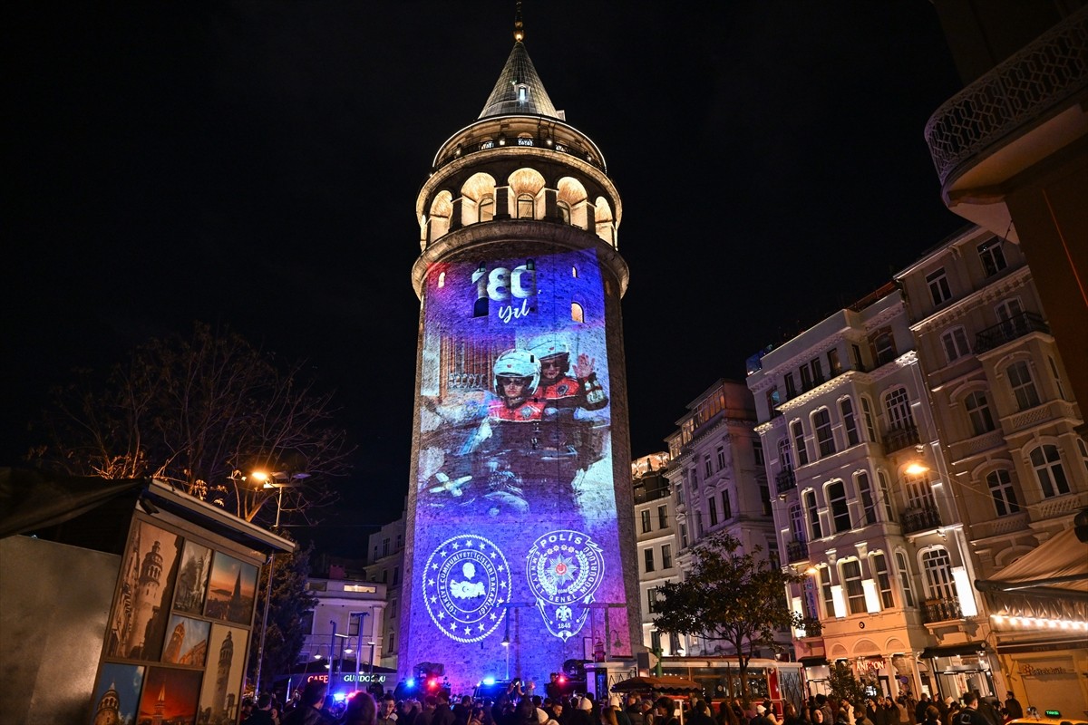 Türk Polis Teşkilatının 180. kuruluş yıl dönümü ve Polis Haftası dolayısıyla Galata Kulesi'nde...