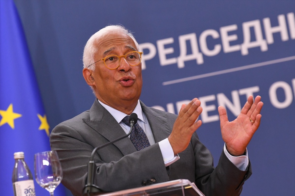 Avrupa Birliği (AB) Konseyi Başkanı Antonio Costa (fotoğrafta), başkent Belgrad'da Sırbistan...