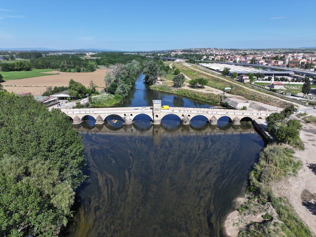 Edirne'den geçen Tunca Nehri'nin debisi, son dönemde etkili olan yağışlarla bir ayda 2 kat...
