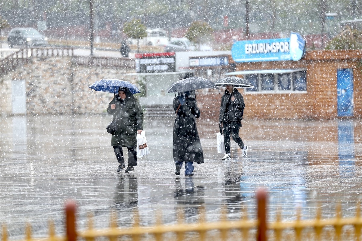 Erzurum'a ilkbahar mevsiminin son ayı olan mayısta lapa lapa kar yağdı.