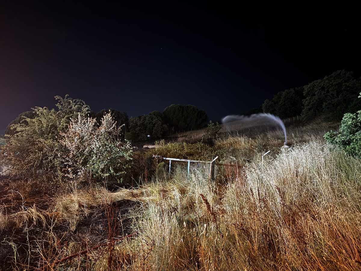 Bursa'nın Mudanya ilçesinde Çağrışan mevkisindeki otluk alanda iddiaya göre atılan havai fişekler...