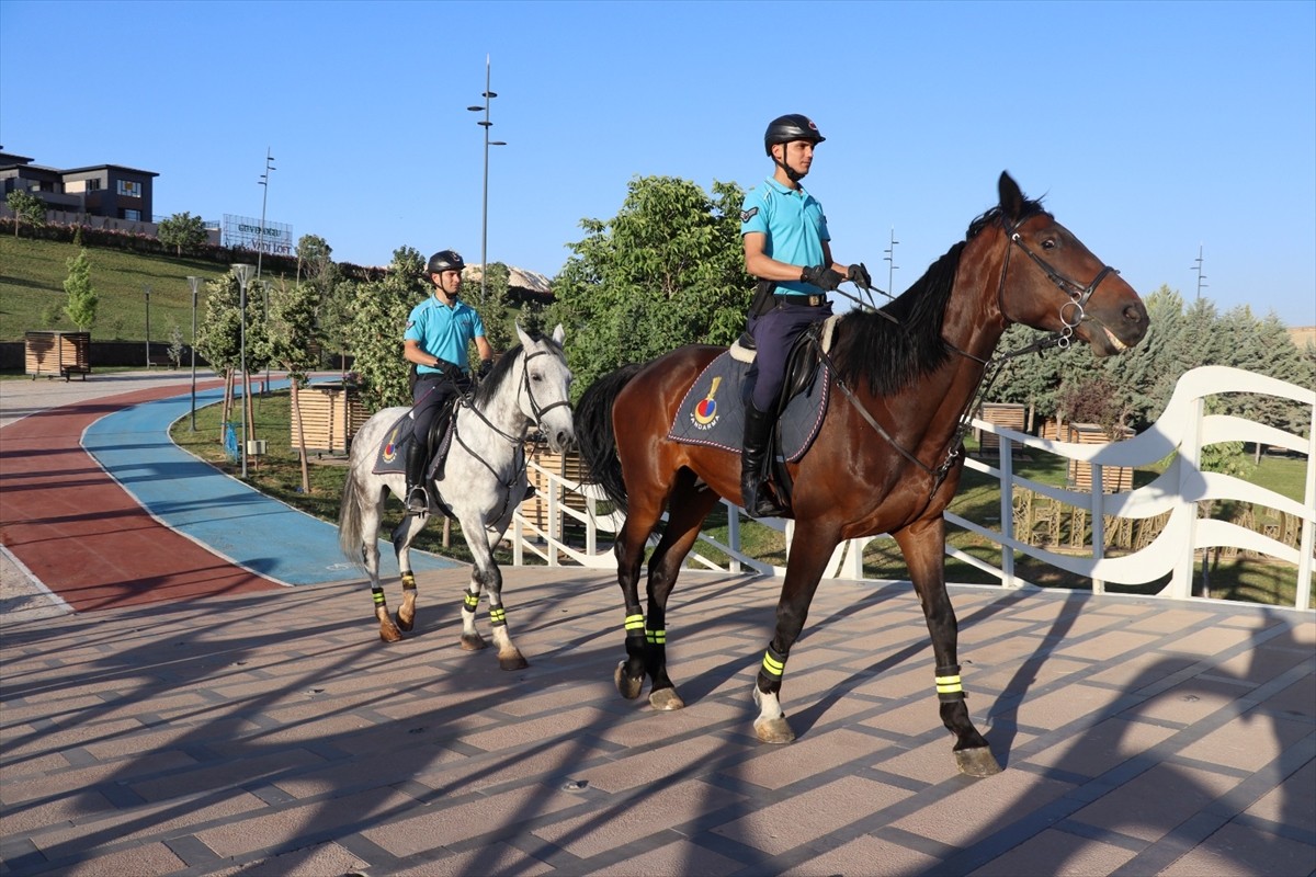 Gaziantep'te, İl Jandarma Komutanlığına bağlı atlı birlikler parklarda görev almaya...