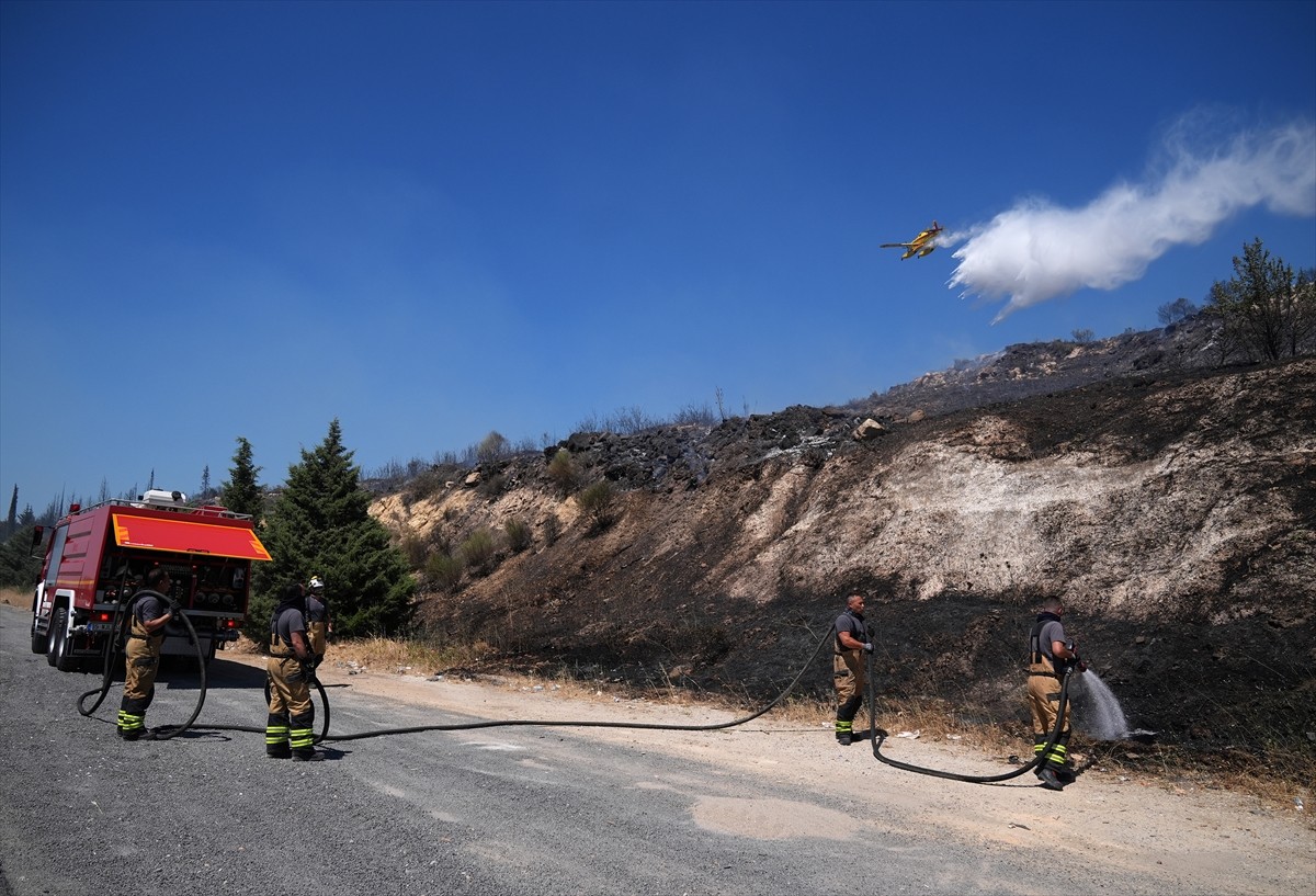 İzmir'in Aliağa ilçesinde çıkan orman yangınına havadan ve karadan müdahale ediliyor.  İhbar...