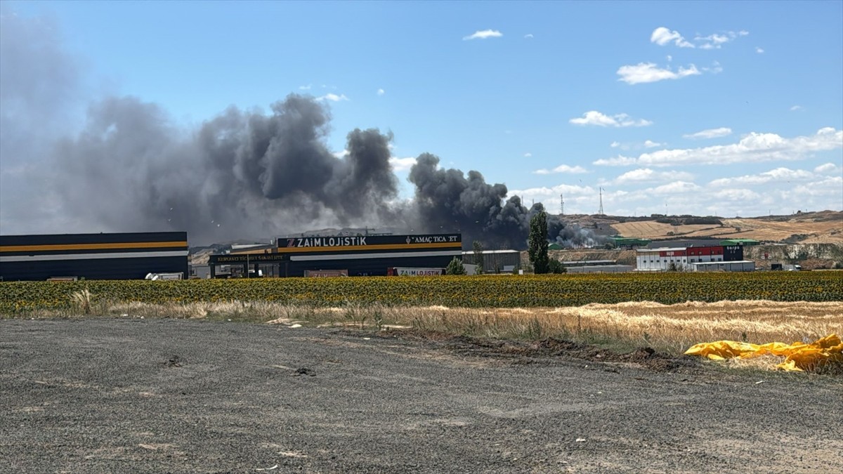 Tekirdağ'ın Çorlu ilçesinde geri dönüşüm tesisinde çıkan yangın söndürüldü.