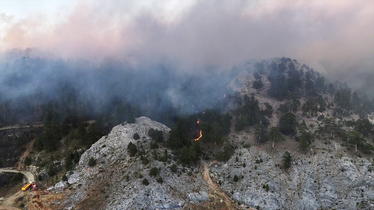 Antalya'nın Alanya ilçesindeki orman yangını kontrol altına alındı, Gazipaşa'da havadan ve karadan...