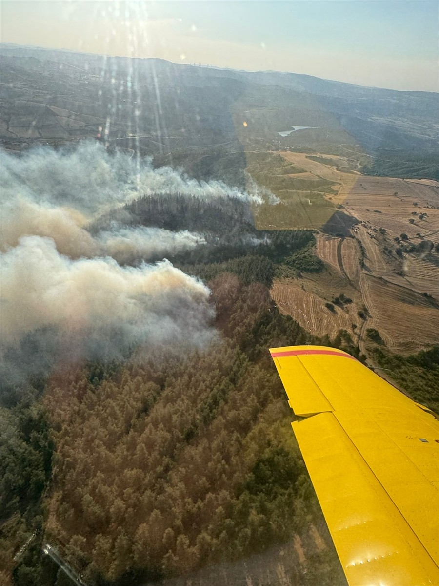  Balıkesir'in Susurluk ve Kepsut ilçeleri arasındaki ormanlık alanda çıkan orman yangınını kontrol...