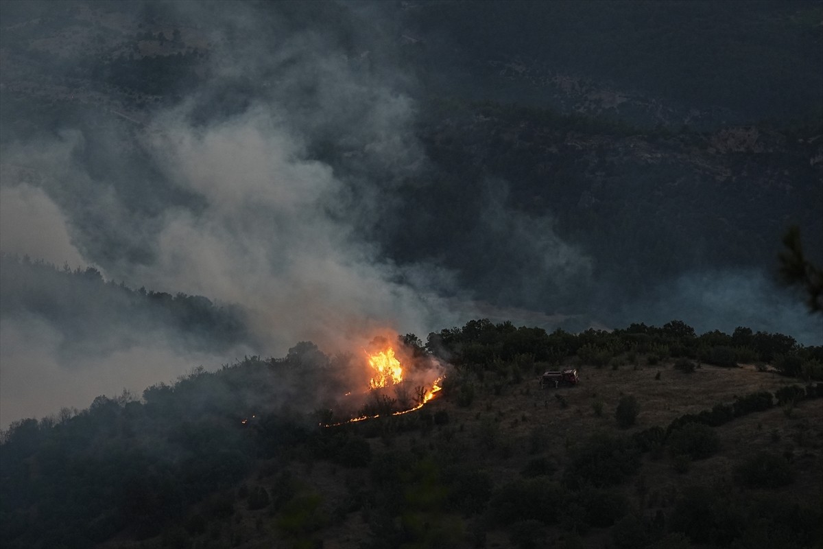 Bursa-Balıkesir sınırında çıkan orman yangınına havadan ve karadan müdahale ediliyor.