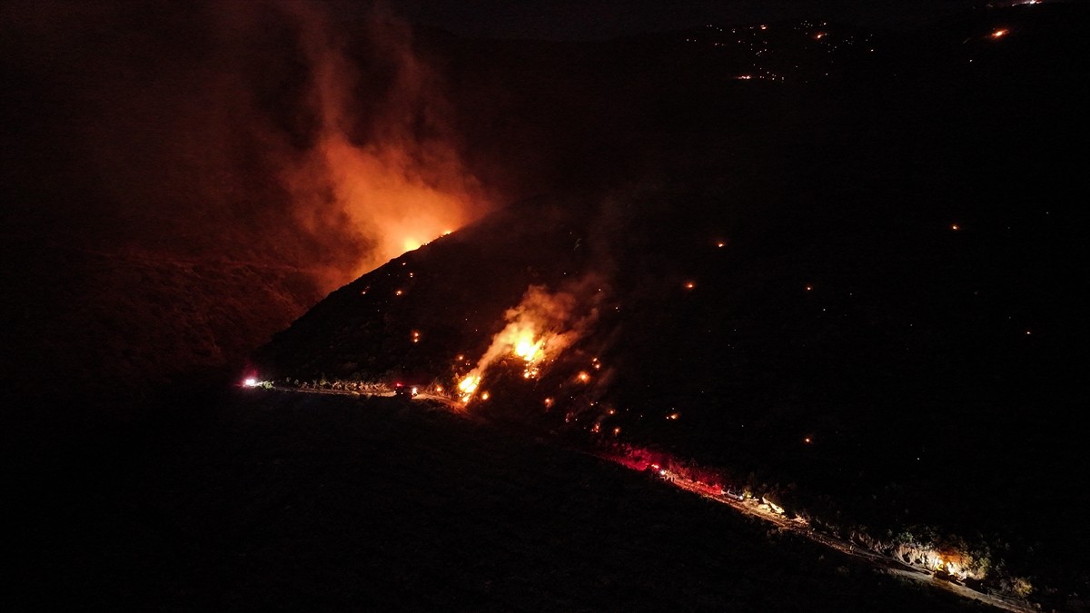 Hatay'ın merkez Antakya ilçesinde dün başlayan orman yangınına ekiplerin müdahalesi devam...