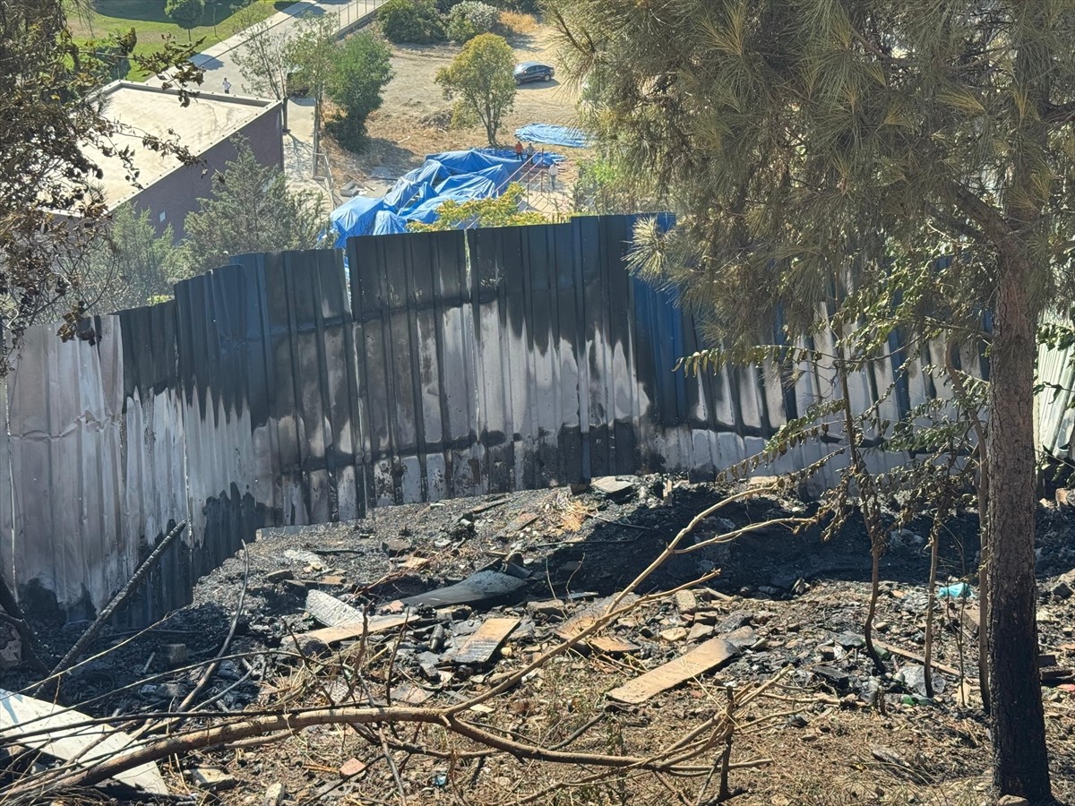 İstanbul Kağıthane'de, ağaçlık alanda çıkan yangın itfaiye ekiplerinin müdahalesiyle...