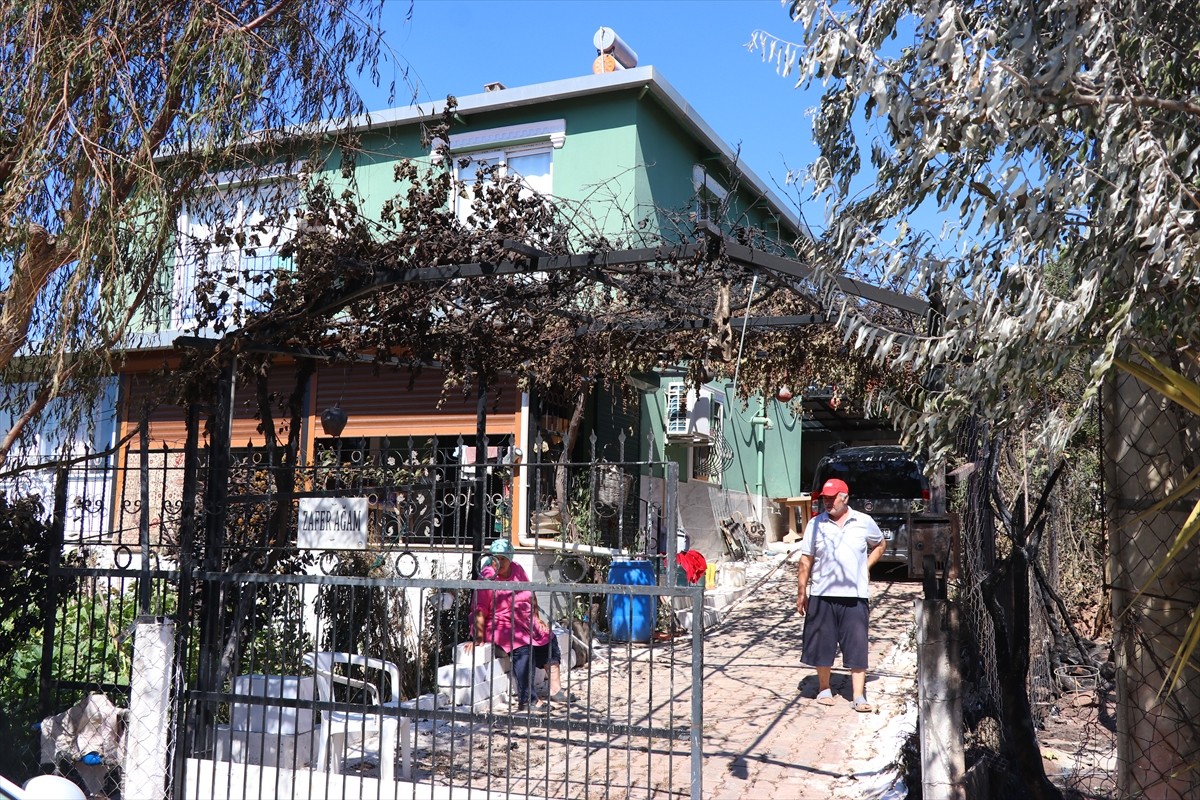 İzmir'in Seferihisar ilçesinde, evleri ve geçim kaynağı tavukları orman yangında alevlerin...