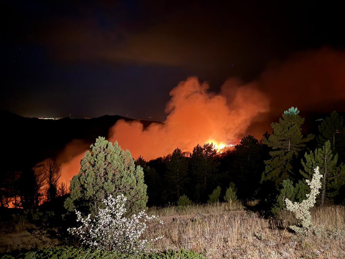 Konya'nın Doğanhisar ilçesinde ormanlık alanda çıkan yangına havadan ve karadan müdahale...