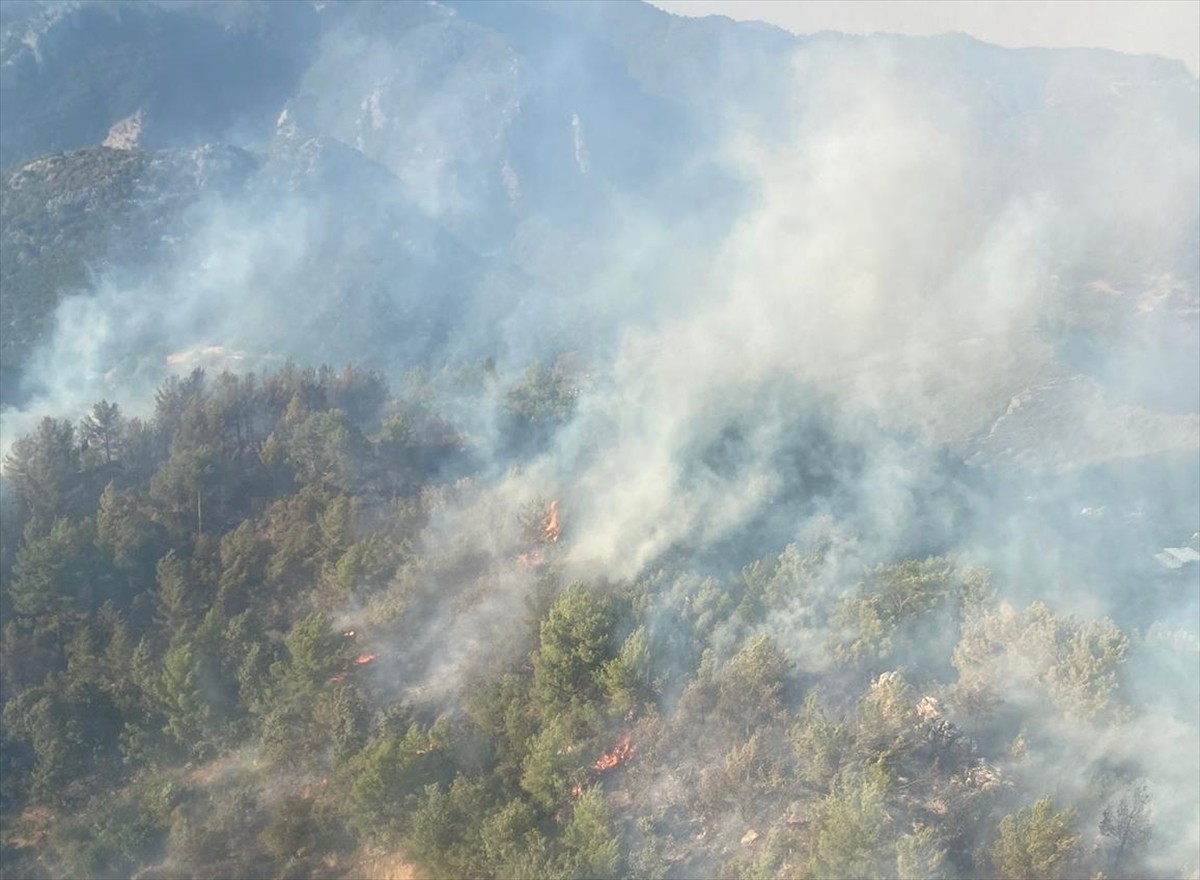 Mersin'in Anamur ilçesinde çıkan orman yangını ekiplerin havadan ve karadan müdahalesiyle kontrol...