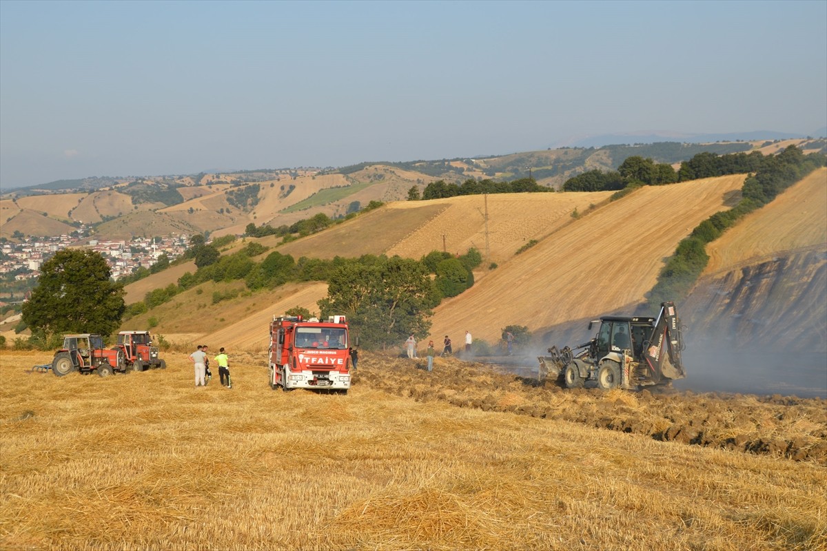 Samsun'un Havza ilçesinde çıkan anız yangında yaklaşık 50 dekar tarım arazisinde zarar...