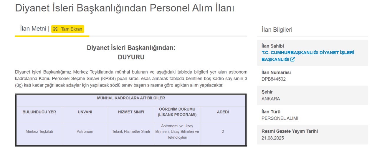 Ankara'da kamuya müjde: Diyanet ve Kıyı Emniyeti personel alım onayı