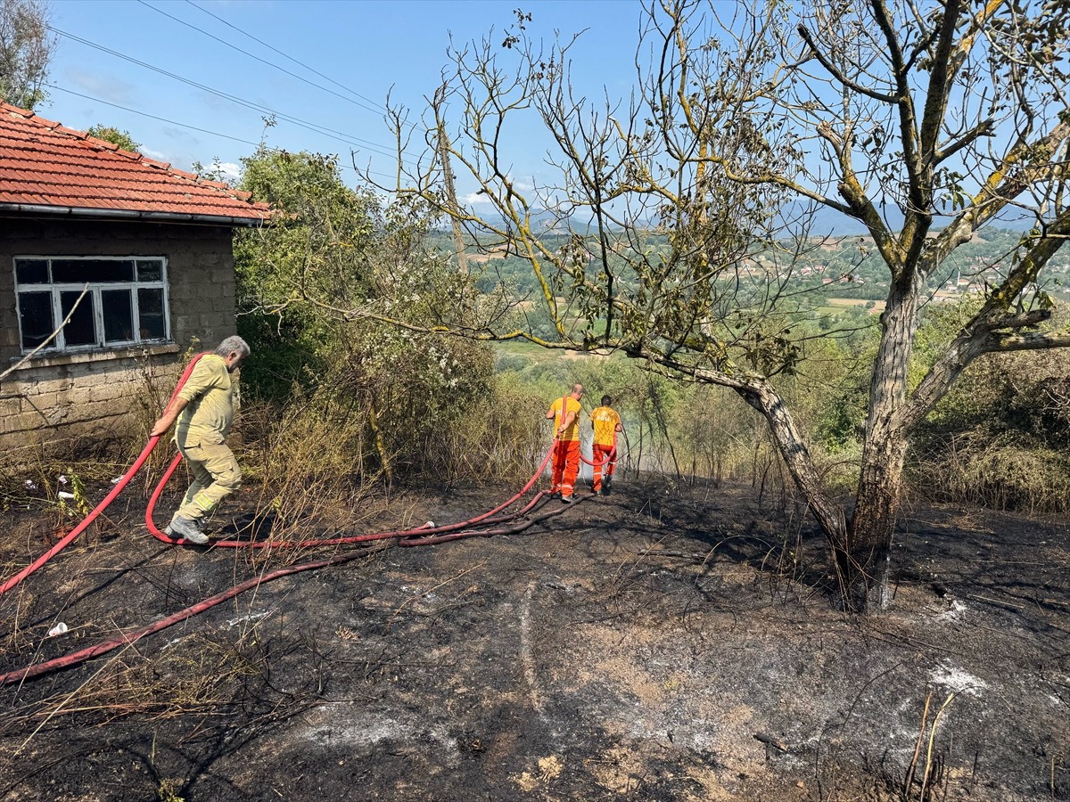 Bartın'da ormanlık alana bitişik yerde çıkan anız yangını söndürüldü.