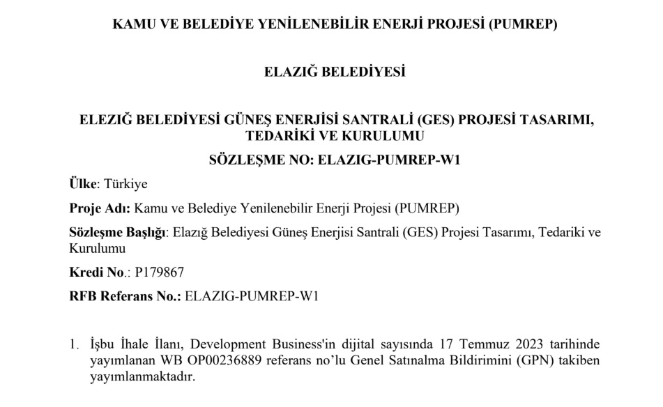 Elazığ'da Dünya Bankası Destekli Dev GES İhalesi Başladı