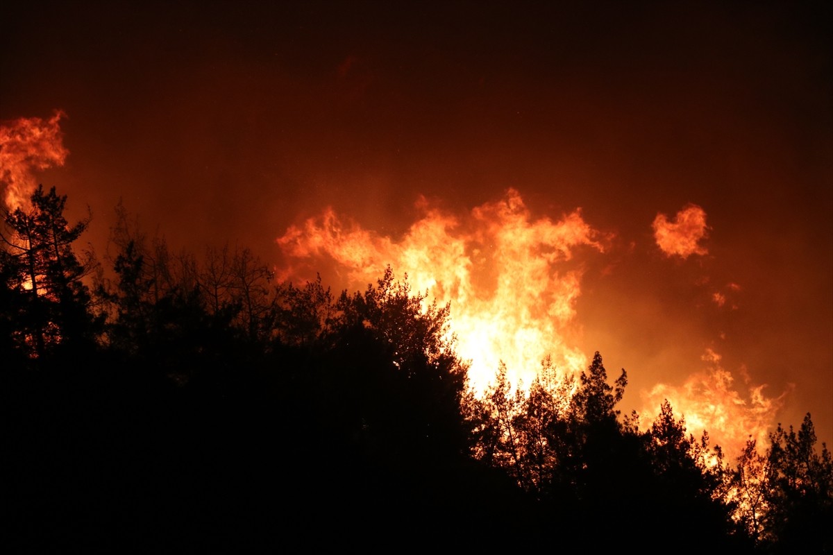 Hatay'ın Yayladağı ilçesindeki ormanlık alanda çıkan yangına müdahale ediliyor.