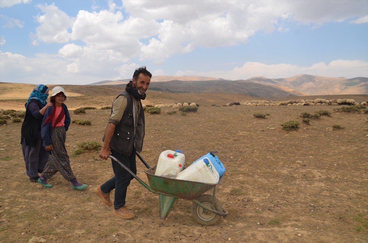 Muş'ta ilkbaharda küçükbaş hayvanlarını yüksek rakımlı yaylalara çıkaran besiciler, elde ettikleri...