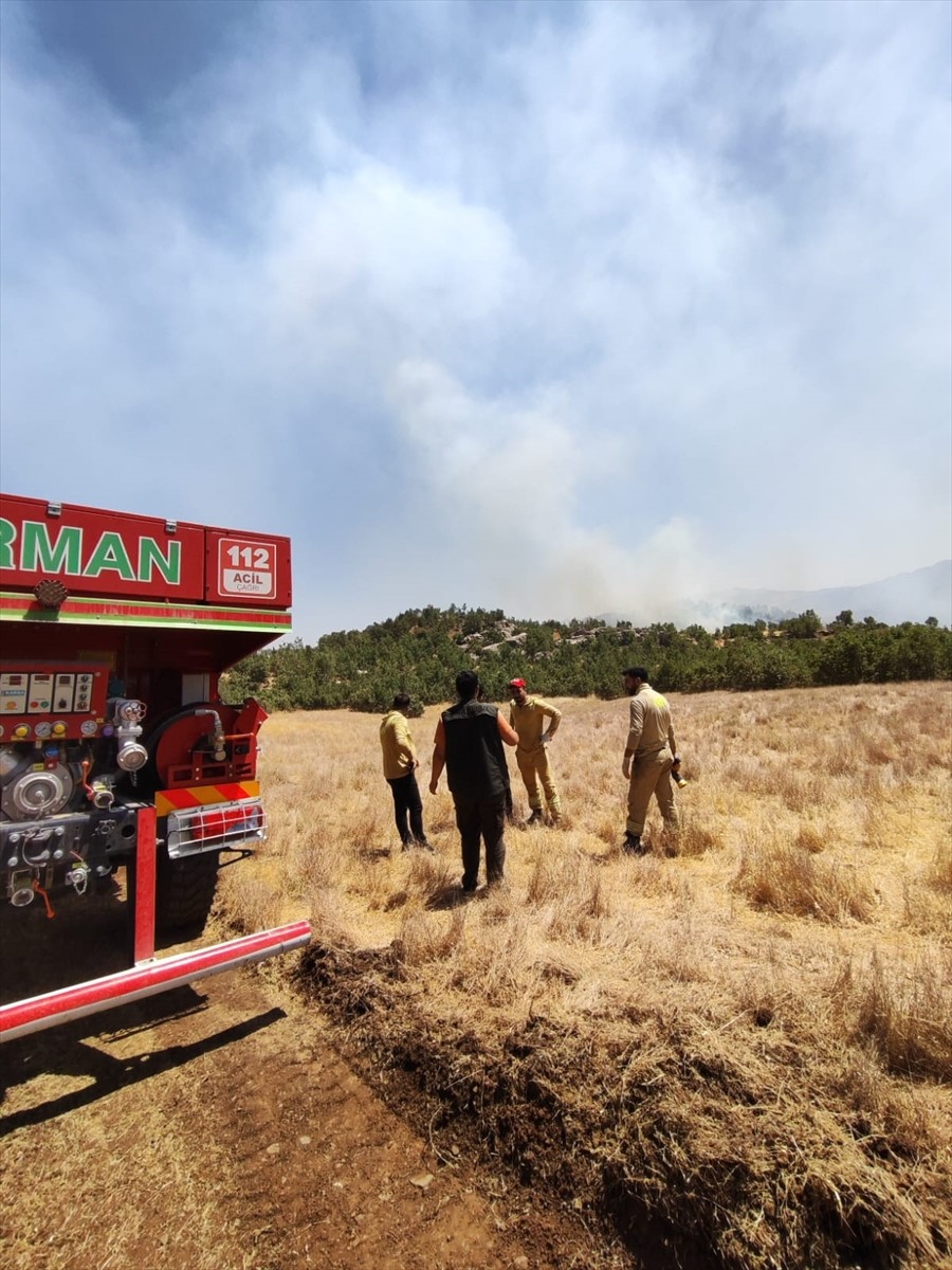 Şırnak'ın Balveren beldesinde çıkan örtü ve orman yangınına havadan ve karadan müdahale...