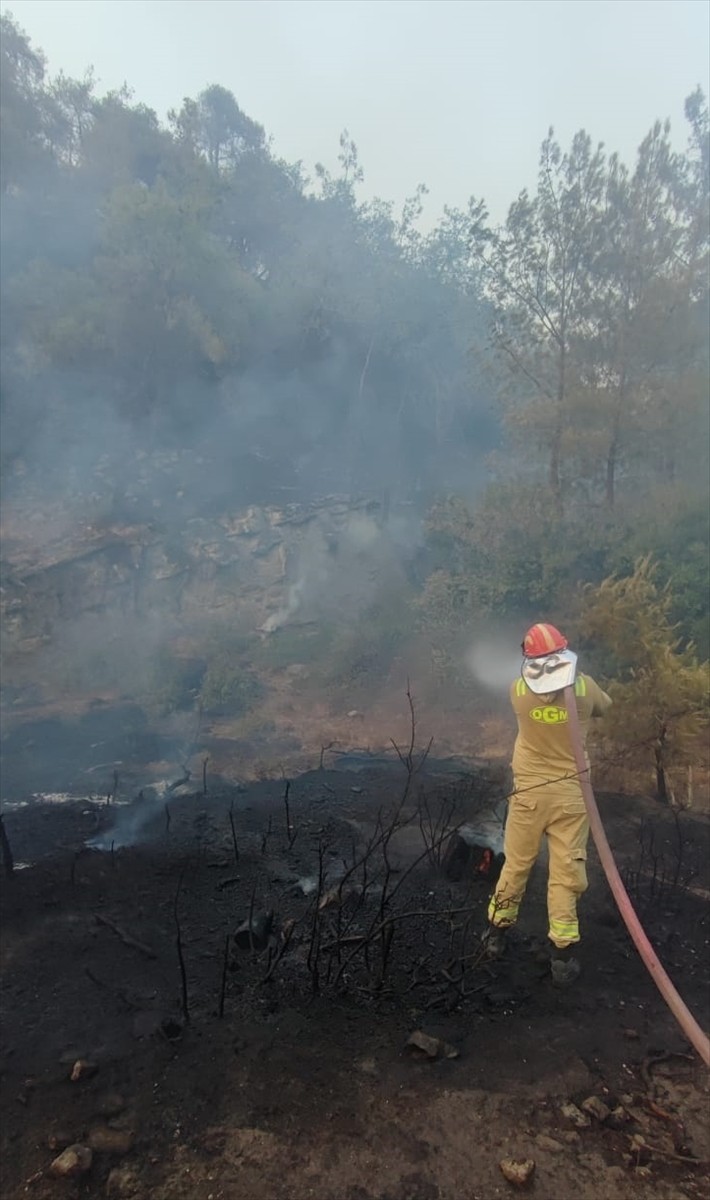 Adana'nın Sarıçam ilçesinde çıkan orman yangını, ekiplerin havadan ve karadan müdahalesiyle...