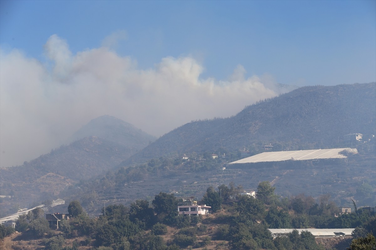 Antalya'nın Alanya ilçesinde ormanlık alanda çıkan yangına müdahale sürüyor.