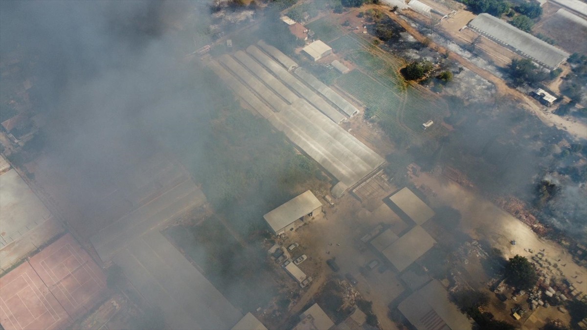 Antalya'nın Muratpaşa ilçesindeki sazlık alanda çıkan yangına müdahale ediliyor.