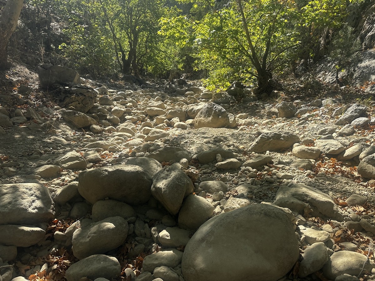 Isparta'nın Aksu ilçesi Yaka Kanyonu'ndaki sular kuraklık nedeniyle kuruma tehlikesiyle karşı...