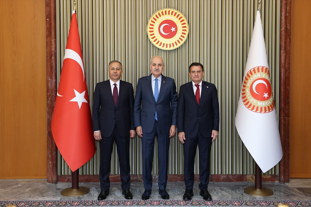 TBMM Başkanı Numan Kurtulmuş, İçişleri Bakanı Ali Yerlikaya ile KKTC İçişleri Bakanı Dursun Oğuz'u...
