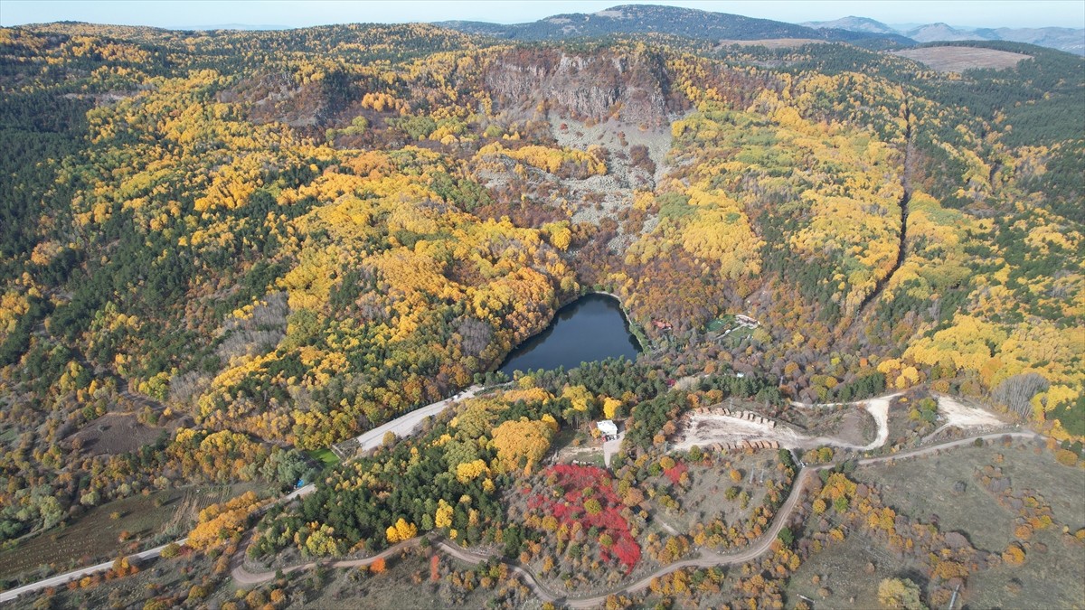 Ankara'da sonbahar renklerinin hakim olduğu Karagöl Tabiat Parkı'nda, görsel şölen yaşanıyor....