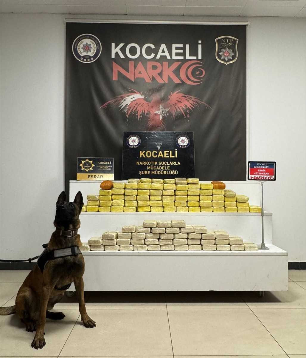 Kocaeli'de bir otomobilde, narkotik dedektör köpek yardımıyla yapılan aramada 45 kilo 750 gram...