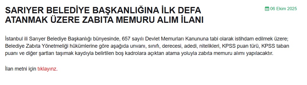 KPSS 65'le Devlet Kapısı: 2 Belediye Alımları AÇıkladı