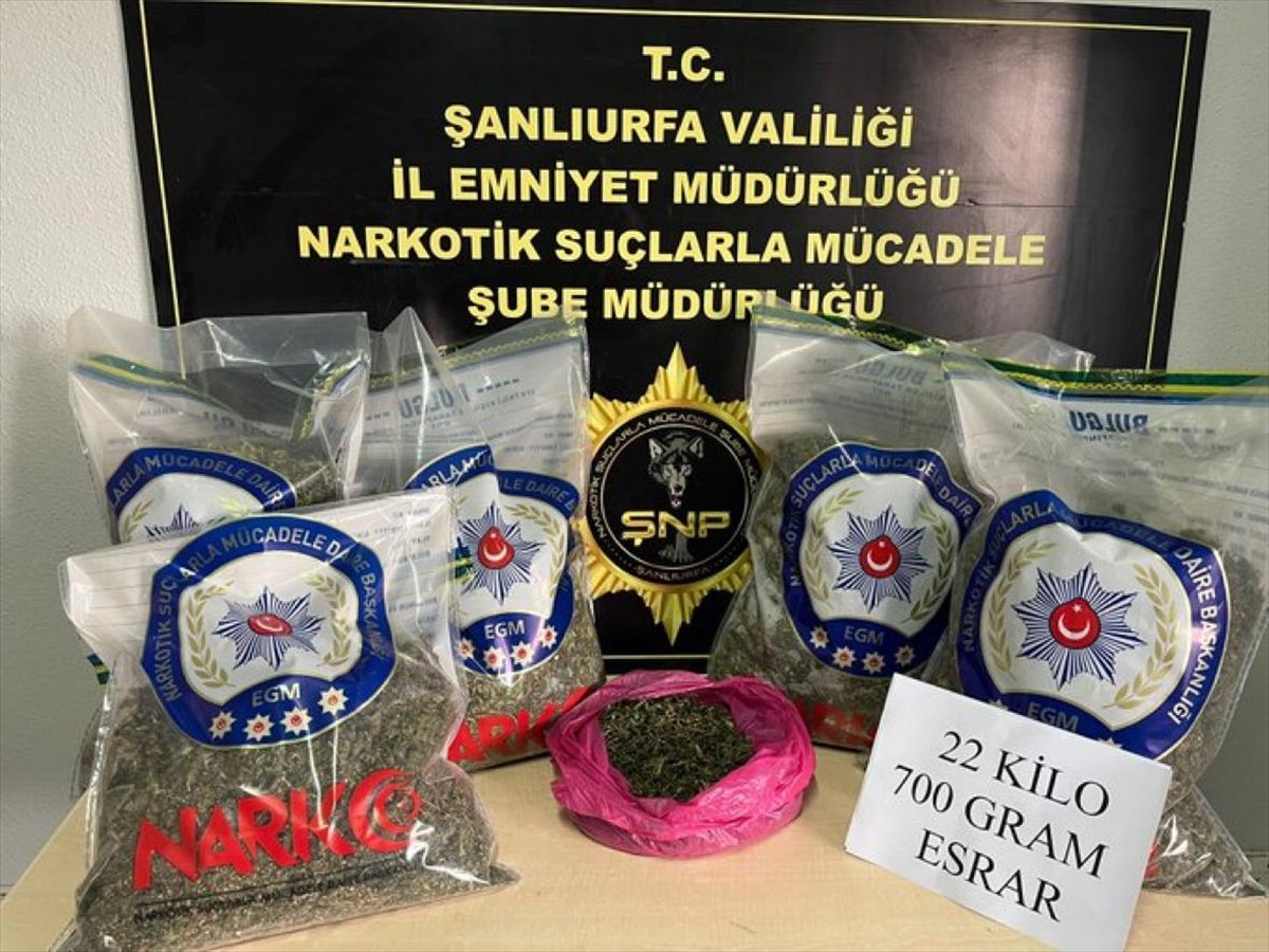 Şanlıurfa'nın Suruç ilçesinde 22 kilo 700 gram esrar ele geçirildi, 2 şüpheli gözaltına...
