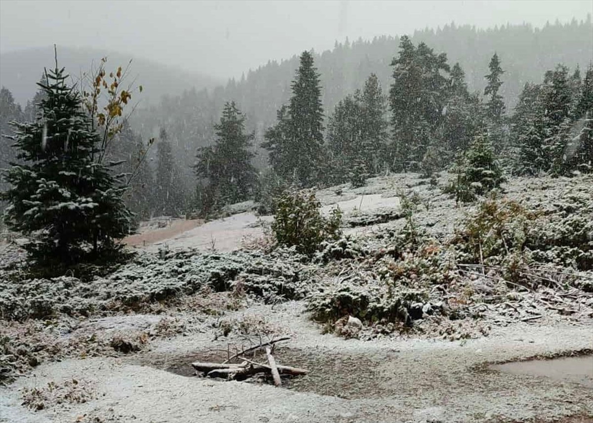 Sinop'un Türkeli ilçesindeki Hacıağaç Yaylası'na mevsimin ilk karı yağdı.