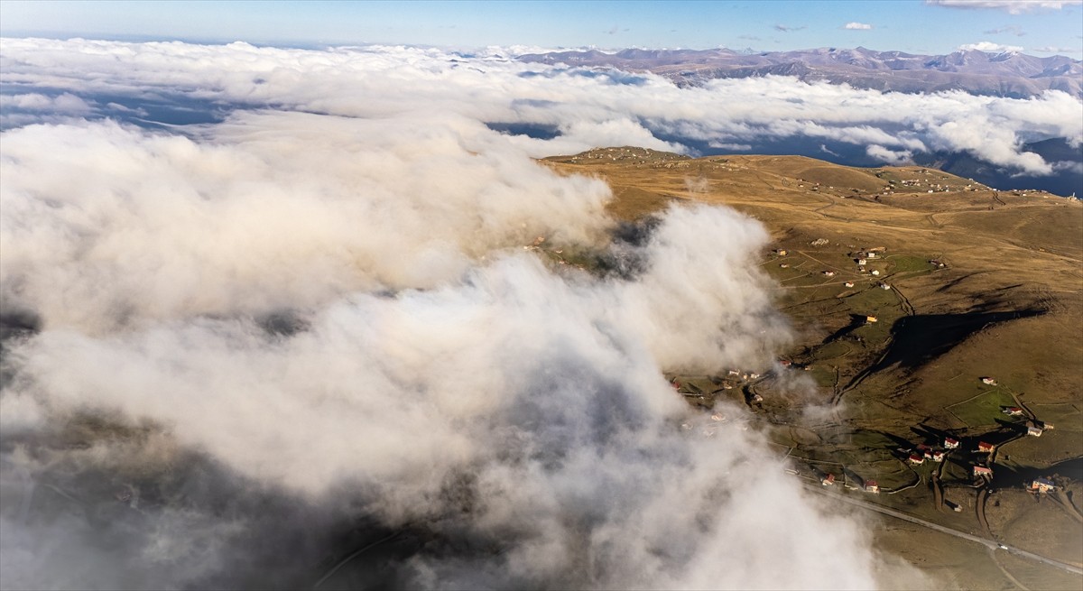 Trabzon'un Çaykara ilçesindeki Sultan Murat Yaylası, sisle birleşen manzarasıyla ziyaretçilerini...