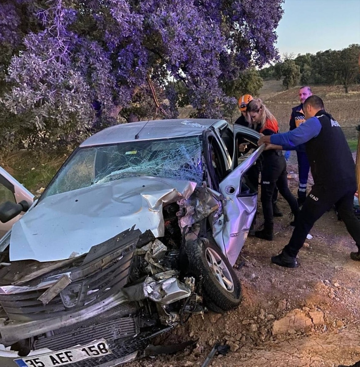 Uşak'ın Ulubey ilçesinde traktörle çarpışan otomobildeki karı koca yaralandı.