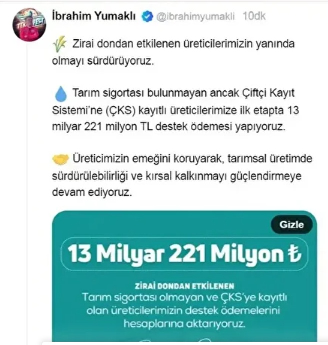 Zirai Don Desteği Başlıyor: Yumaklı 13 Milyar 221 Milyon TL Müjdesi