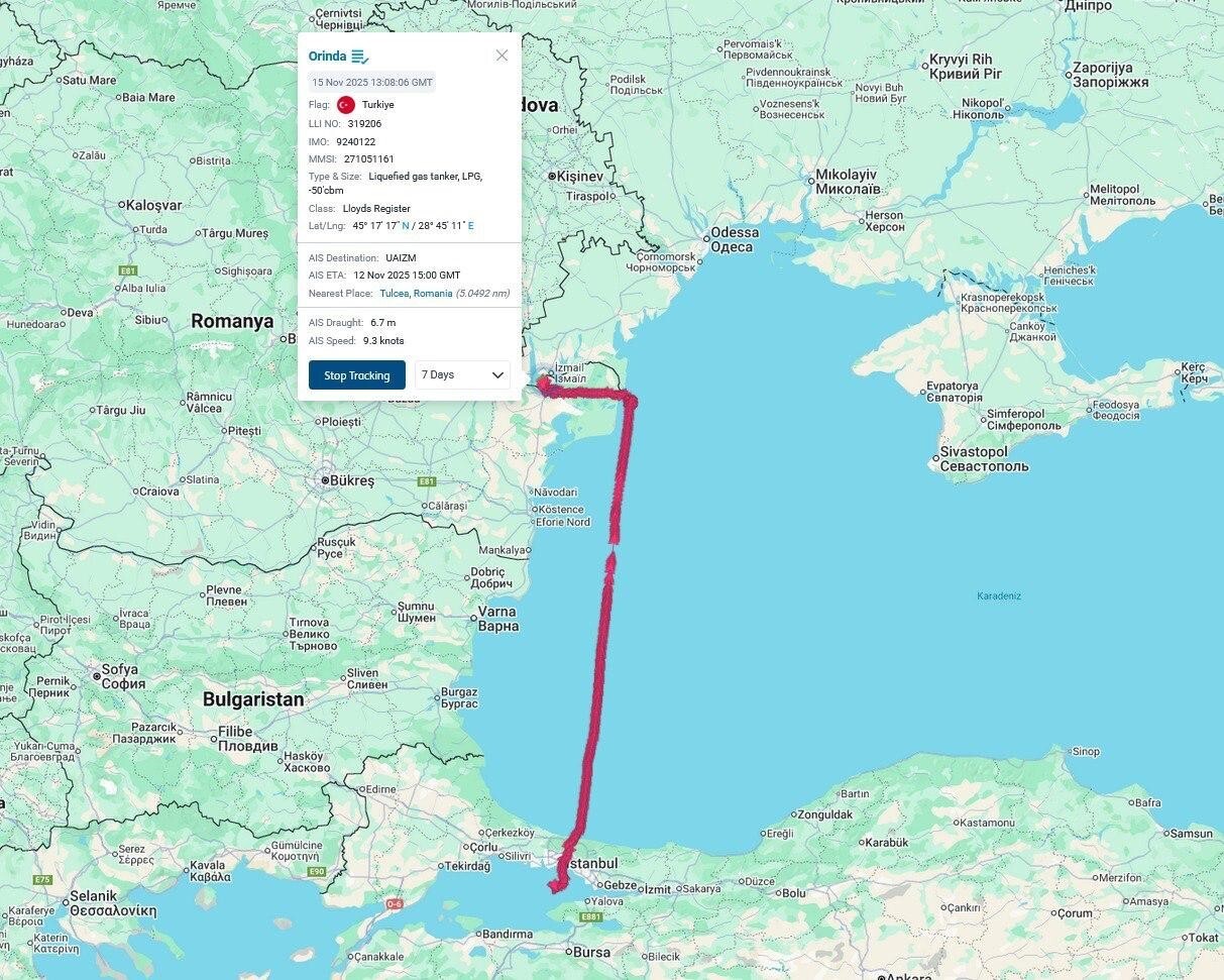 DENİZCİLİK GENEL MÜDÜRLÜĞÜ, "ORINDA ADLI LPG GEMİSİ UKRAYNA İZMAİL LİMANINDA TAHLİYE SIRASINDA...