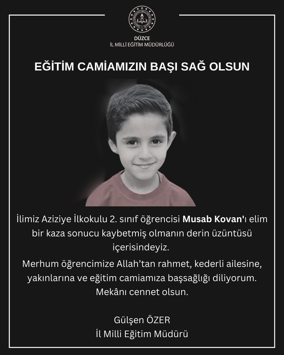 DÜZCE’NİN AZİZİYE MAHALLESİ’NDE BULUNAN AZİZİYE İLKOKULU 2. SINIF ÖĞRENCİSİ MUSAB KOVAN, ZİYARET...
