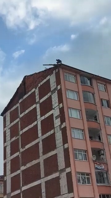 ELAZIĞ’DA HERHANGİ BİR ÖNLEM ALMADAN İNŞAAT HALİNDEKİ BİNANIN ÇATISINDA ÇALIŞAN İŞÇİ, YÜREKLERİ...