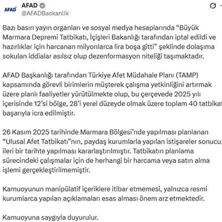 Marmara Depremi Tatbikatı Ne Zaman? AFAD Erteledi, Yeni Tarih Bekleniyor