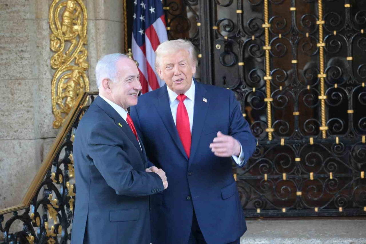 ABD BAŞKANI DONALD TRUMP İLE İSRAİL BAŞBAKANI BİNYAMİN NETANYAHU, FLORİDA EYALETİNDEKİ PALM BEACH...