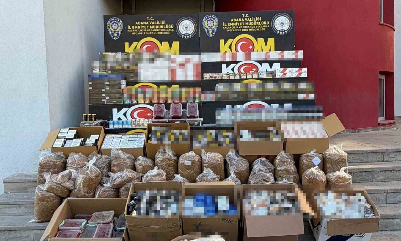 ADANA’DA KAÇAKÇILIK OPERASYONUNDA 282 KİLOGRAM KAÇAK TÜTÜN VE BİNLERCE MAKARON İLE KAÇAK SİGARALAR...