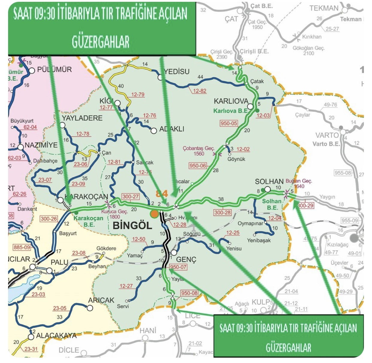 BİNGÖL’DE YOĞUN KAR YAĞIŞI VE TİPİ NEDENİYLE TIR GEÇİŞİNE KAPATILAN ELAZIĞ, DİYARBAKIR, MUŞ VE...