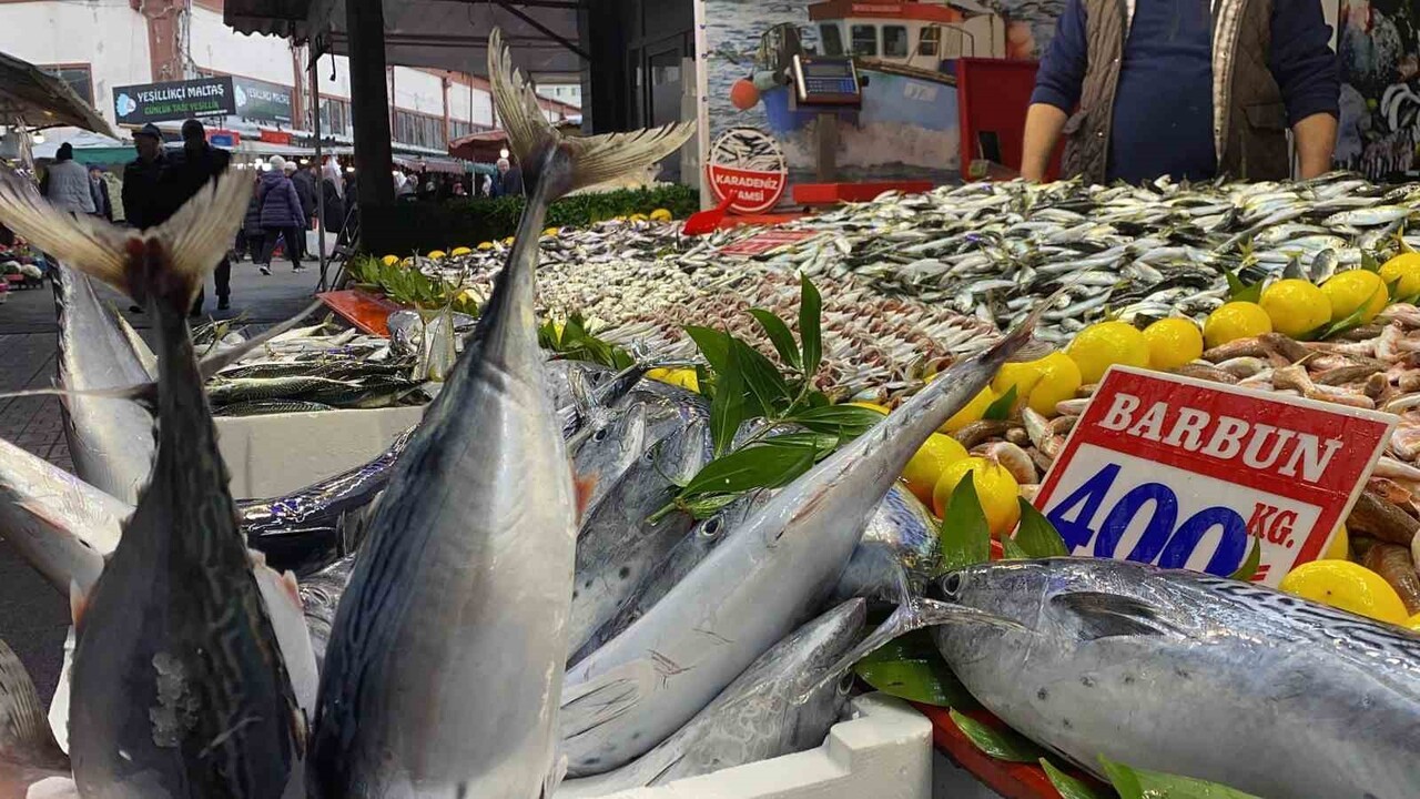 BOLU'DA KURULAN HALK PAZARINDAKİ BALIK TEZGAHLARI, KARADENİZ'DE ETKİLİ OLAN OLUMSUZ HAVA...