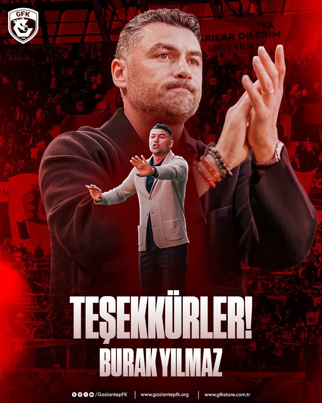 GAZİANTEP FUTBOL KULÜBÜ, TEKNİK DİREKTÖR BURAK YILMAZ’IN GÖREVİNDEN İSTİFA ETTİĞİNİ...