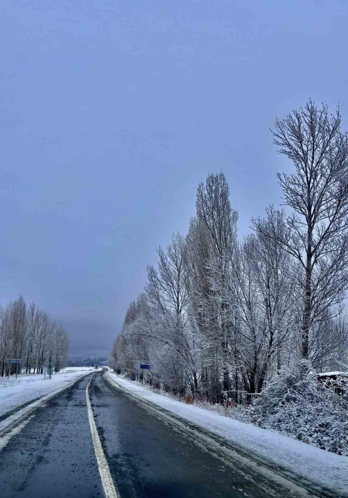 GÖKÇEDERE'DE KAR YAĞIŞI SONRASI AĞAÇLAR BEYAZ ÖRTÜYLE KAPLANDI