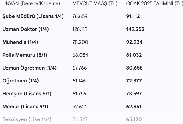 Ocak 2025 Memur ve Emekli Zammı Netleşti: Yeni Maaşlar ve Oranlar