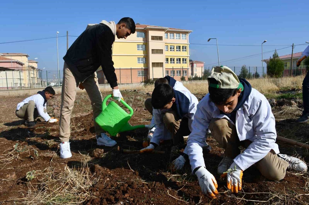 ŞANLIURFA'NIN SİVEREK İLÇESİNDEKİ LİSE ÖĞRENCİLERİ, OKUL BAHÇESİNDE KURULAN ÖZEL UYGULAMA ALANINDA...